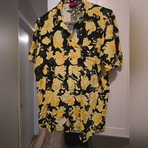 HUGO Black and Yellow Floral Men's Shirt